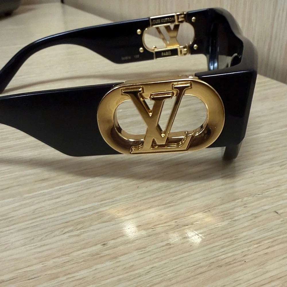 Louis Vuitton Black Sunglasses with Gold LV Medallions - Picture 3 of 4